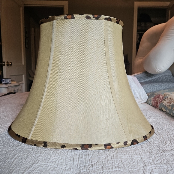 Large Bell Shape Lamp Shade Warm Gold Exterior with Leopard Interior and Trim - Picture 1 of 11
